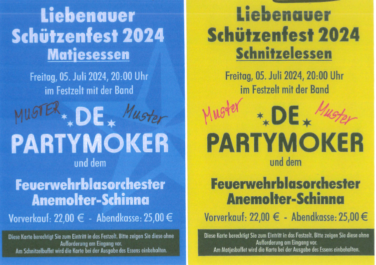 Vorverkauf für das Schnitzel,- und Matjesessen zu den Öffnungszeiten im Rathaus Liebenau!