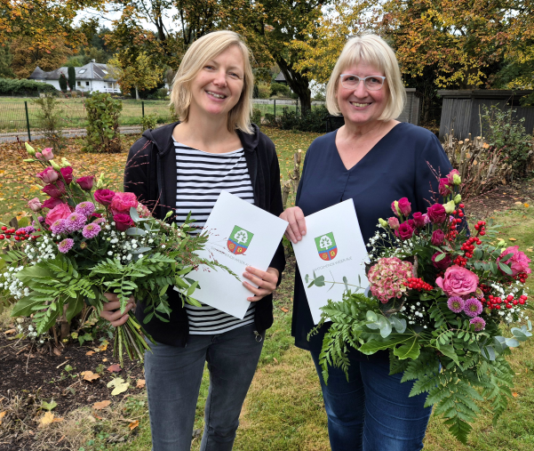 Mitarbeiterinnen der Kindertagesstätte Spatzennest in Liebenau feiern ihr 25-jähriges Dienstjubiläum